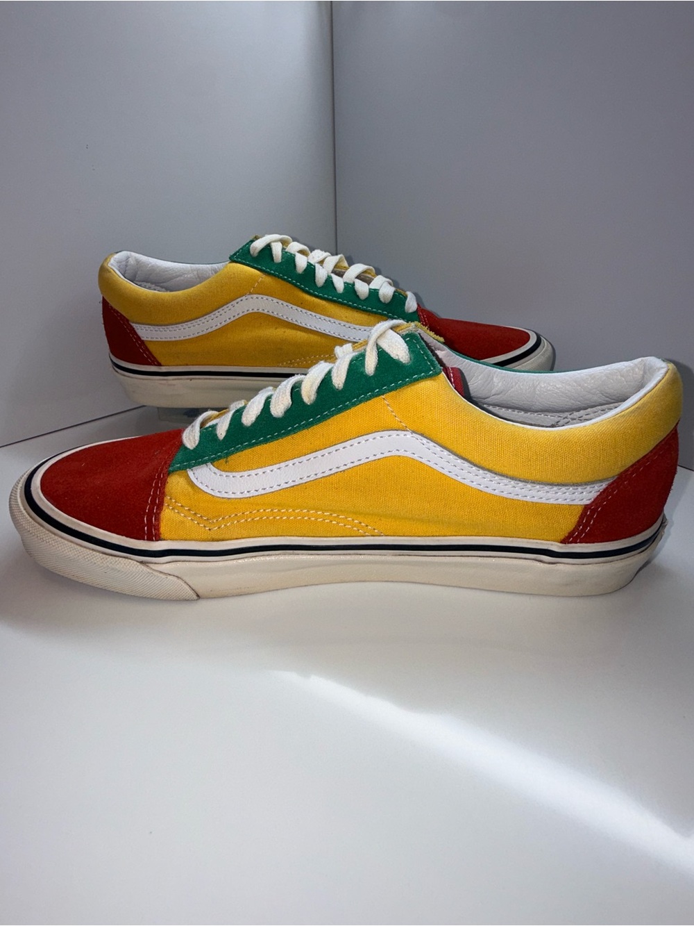 Vans Old Skool 36 DX Anaheim Factory Og Red Emerald Yellow Colorblock M10.5/W12